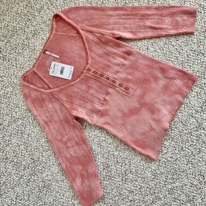 NWT Free People Peach Pink Combo Top, Sz L